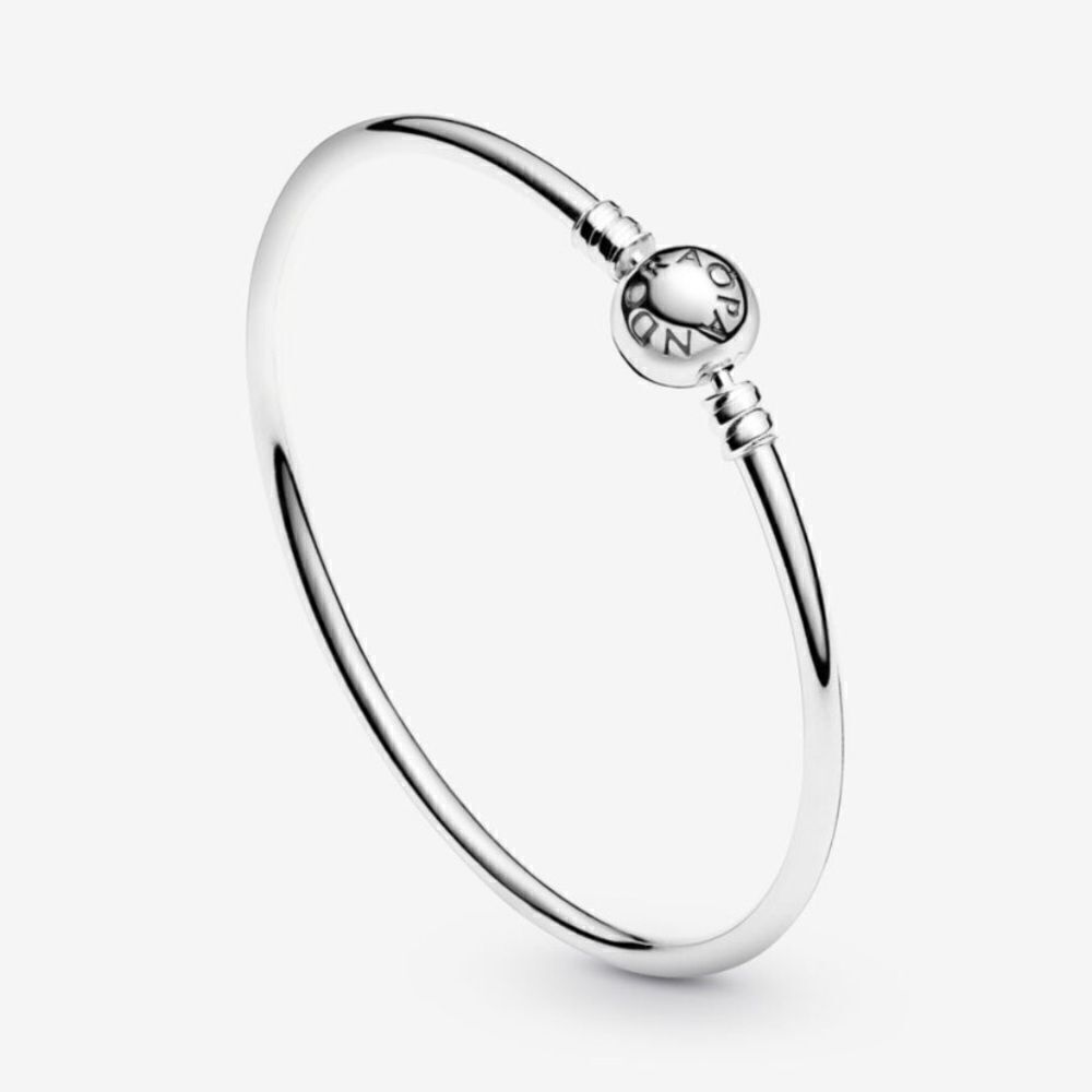Pandora Logo Ball Clasp Bangle Charm Bracelet 7.5”